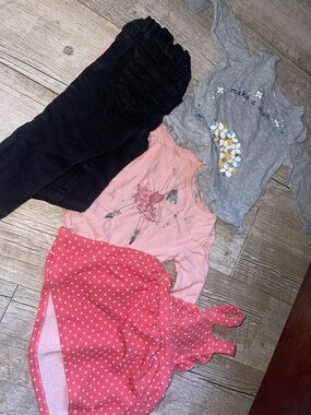 Girls Mixed Outfit Bundle with Pink Polka Dot Dress